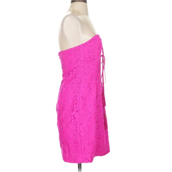Lilly Pulitzer Floral Lace Berry Pink Strapless Convertible Demi Dress - Picture 7 of 16